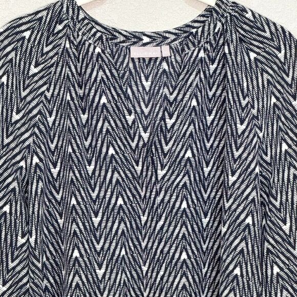 Ellie Kai Blue White Pattern Silk Long Sleeve Blouse Size 10 - Picture 3 of 7